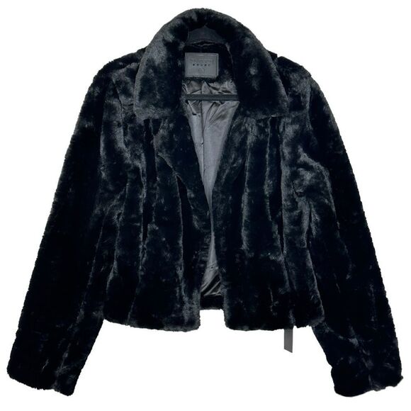 Blank NYC Uptown Girl Black Fake Fur Cropped Jacket | Size L - Picture 5 of 9